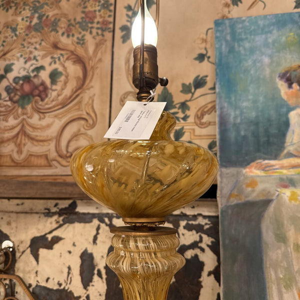 Yellow vintage Murano Italian glass lamp