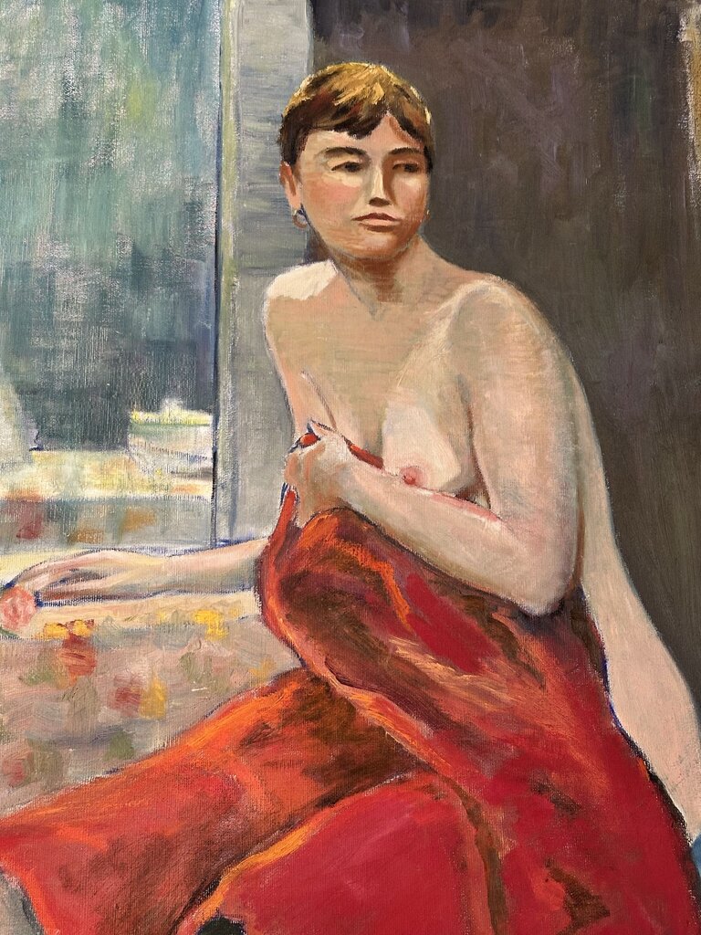 Nude painting large oil on canvas 1960s signed