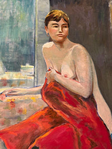 Nude painting large oil on canvas 1960s signed