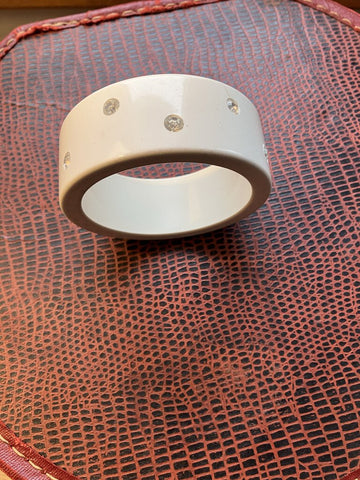 Vintage white and diamond Bakelite bangle