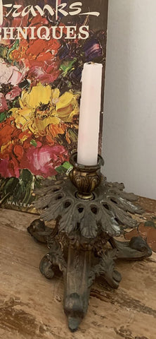 Vintage ornate brass candle holder