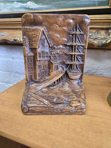 Book ends dock scene 6.75 tall