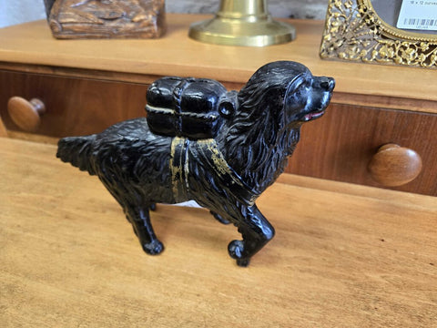 Black cast iron dog bank 8 x 6 tall