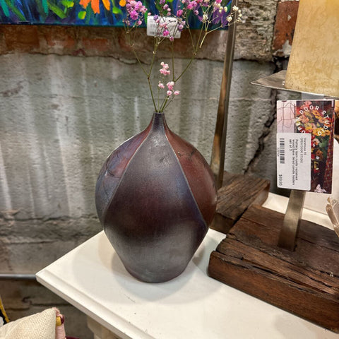 Vintage 70's signed ceramic raku vessel