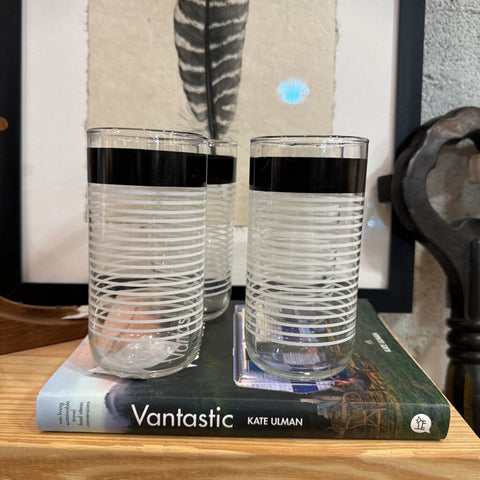 Vintage white and black stripe tumblers (set of 4)
