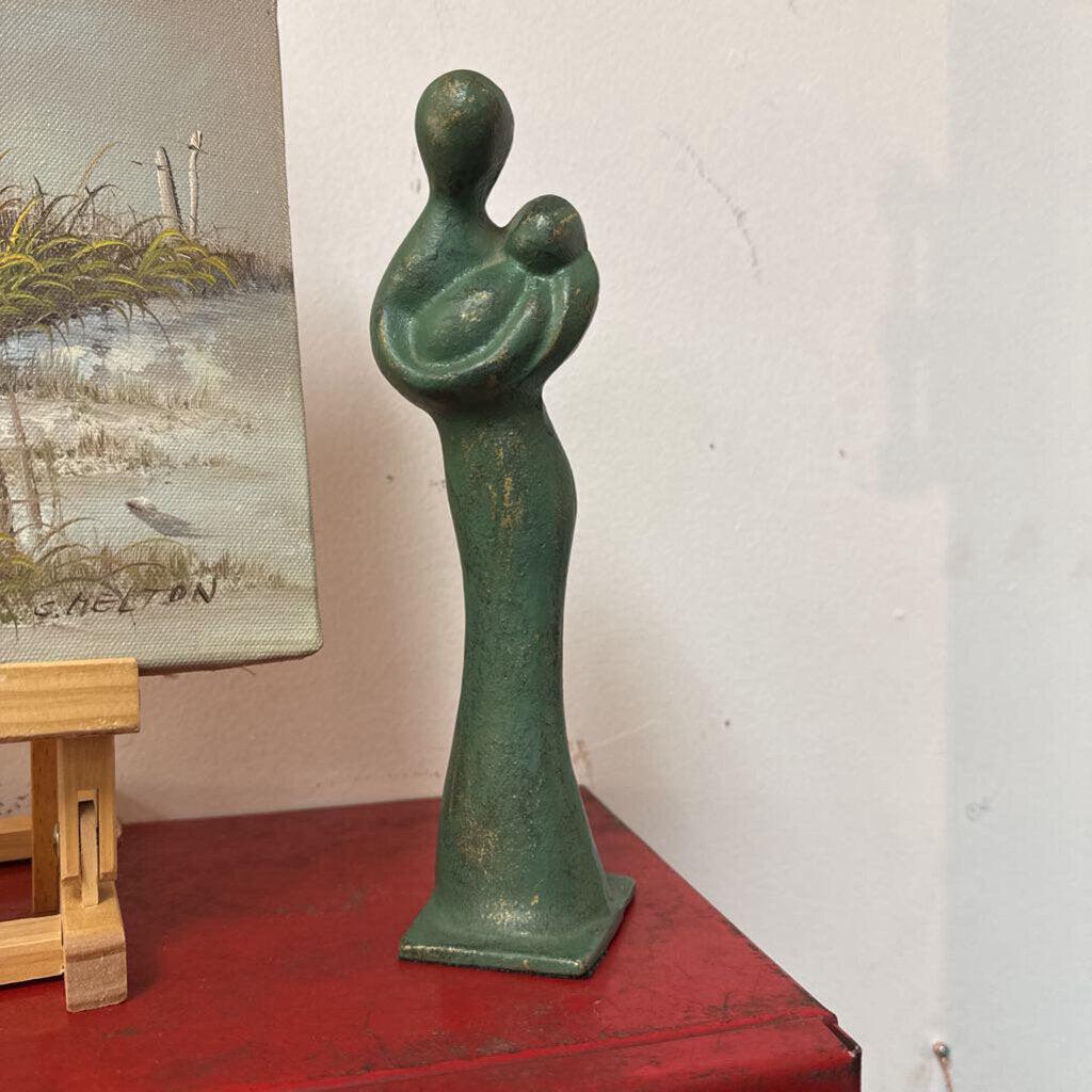Frank Art brass mother and child, 9"