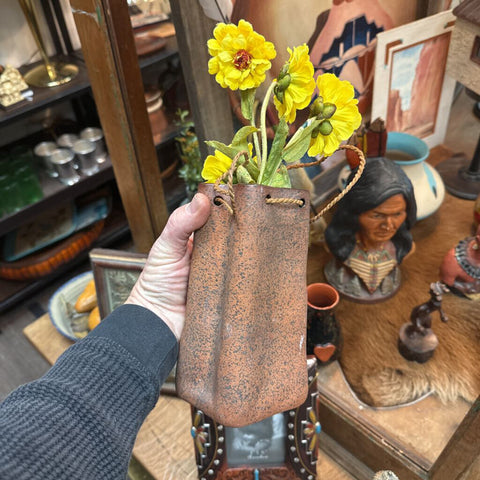 Rustic ceramic planter with sisal handles