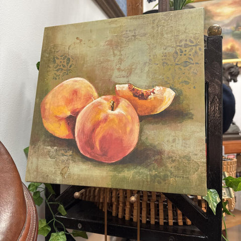 Signed oil on canvas, peaches