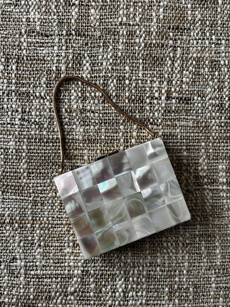 Vintage Cigarette/Makeup Handled Mini Purse *Mother of Pearl*