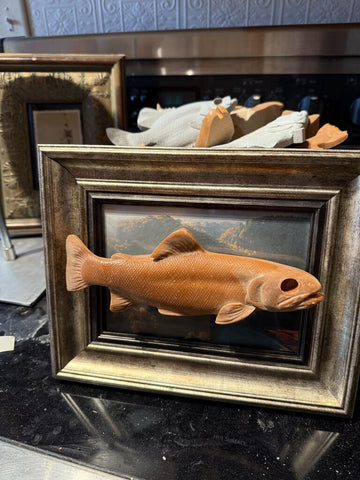 Gilt wood picture frame with fish carving