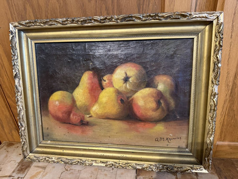 Antique signed oil painting, pears