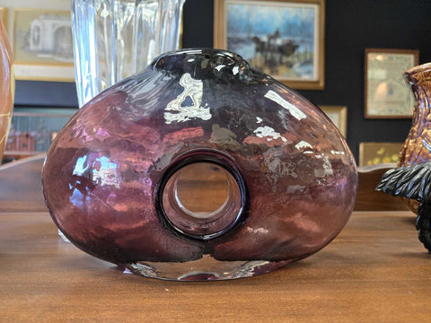 Purple glass vase 9 x 6