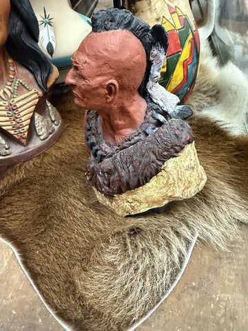 Vintage Signed Monfort 1980 Original Western Sculpture Black Hawk Native Indian