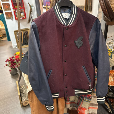 Coach Varsity Baseball Jacket, wool with leather sleeves, size Men's Large