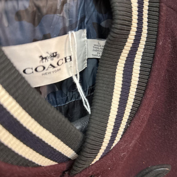 Coach Varsity Baseball Jacket, wool with leather sleeves, size Men's Large