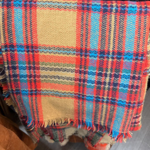 Vintage plaid acrylic scarf