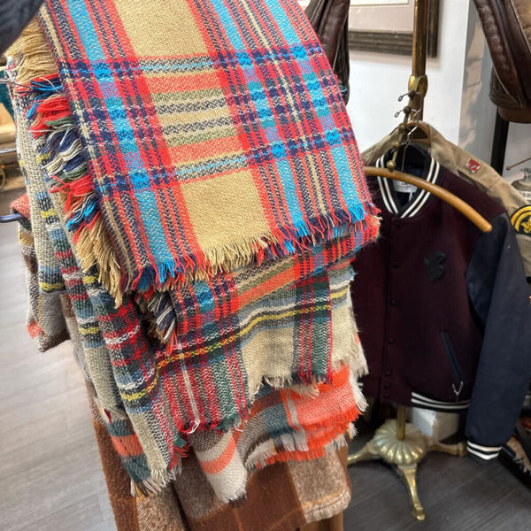 Vintage plaid acrylic scarf