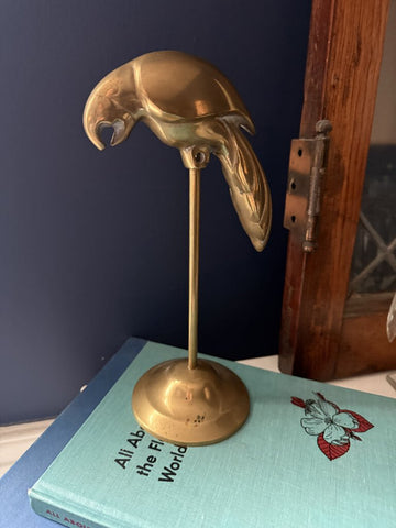 Brass Parrot on Perch 10" tall W1734