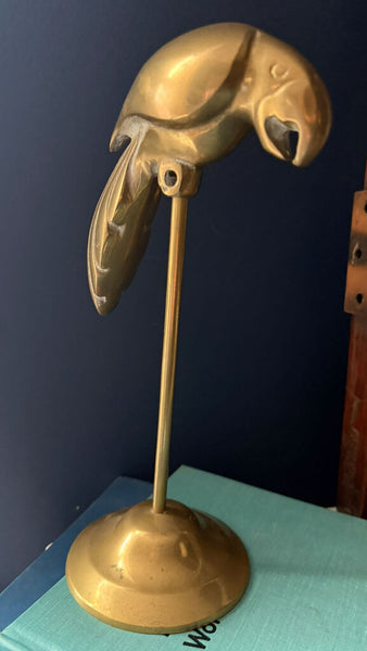 Brass Parrot on Perch 10" tall W1734