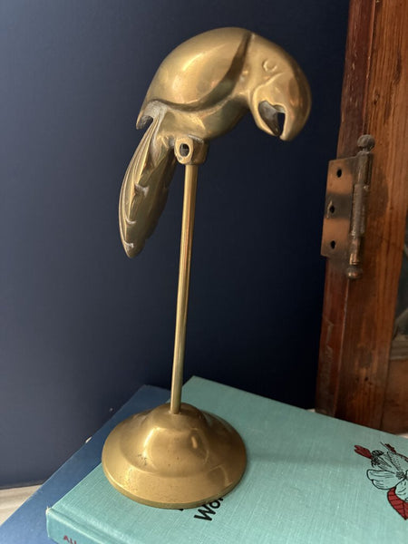 Brass Parrot on Perch 10" tall W1734