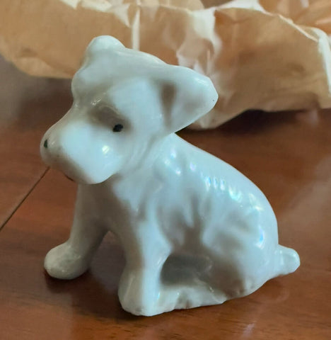 White Seated Dog Made in Japan 2"tall W1737