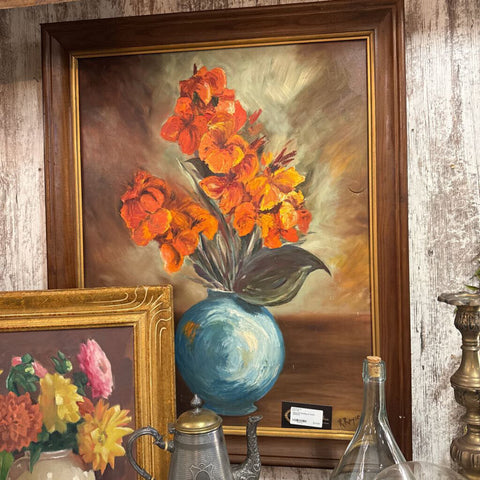Floral Oil Painting as found 25.5x31.5