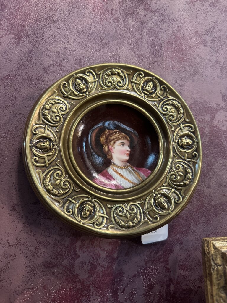 Antique porcelain painted portrait pink