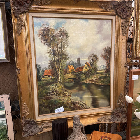 Large oil painting cottage 28x32