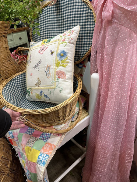 Covered basket with handles