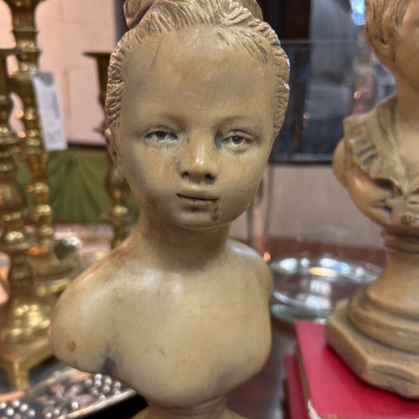 Vintage French Marie Antoinette's Children Plaster Busts Pair 10.5"