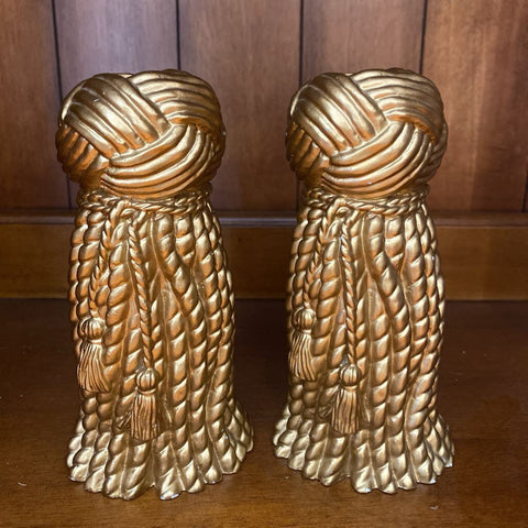 Vintage Gold Tasseled Candleholders