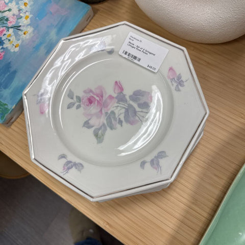 Moxie - Set of 6 Octagonal Limoges Rose Plates