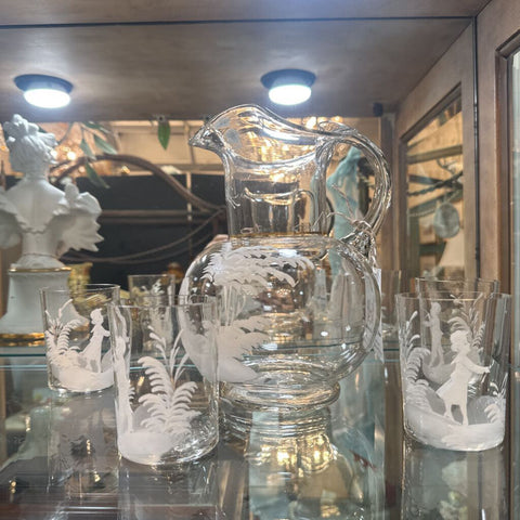 Mary Gregory Antique Pitcher Set (5)