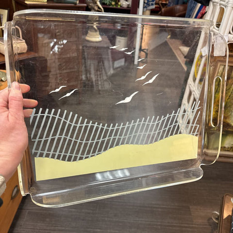 Lucite Clear Tray with Seagulls W1481