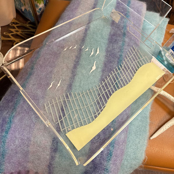 Lucite Clear Tray with Seagulls W1481