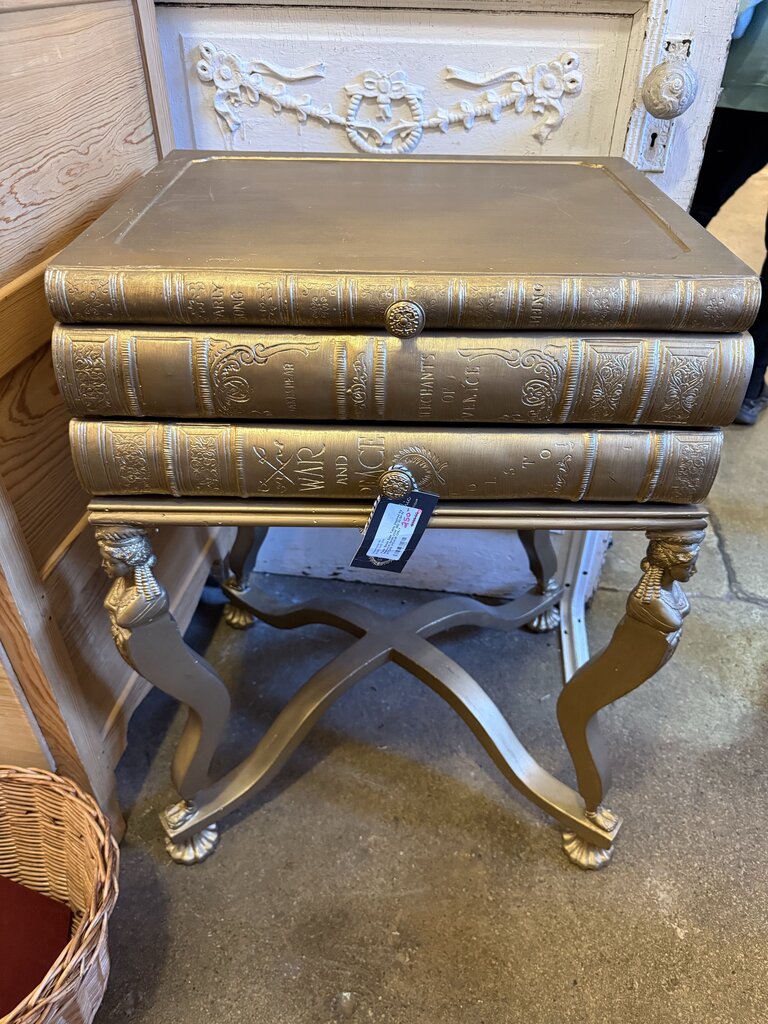 Faux Book Side Table Inspired by Maitland Smith 23W 18D 30.5H IN STORE PICKUP ONLY