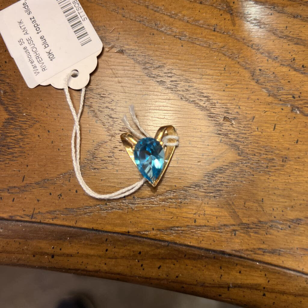 10K blue topaz slide, vintage