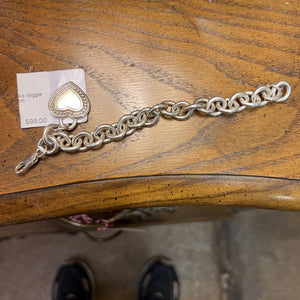 Sterling silver Judith Ripka toggle bracelet, with heart charm