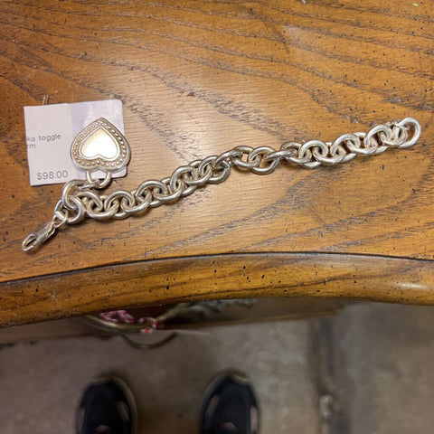 Sterling silver Judith Ripka toggle bracelet, with heart charm