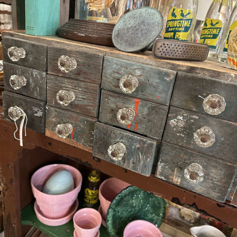 Primitive cubby with 12 drawers 24x21x8T