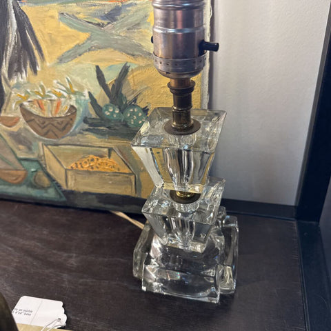 Pair vintage art deco glass lamps