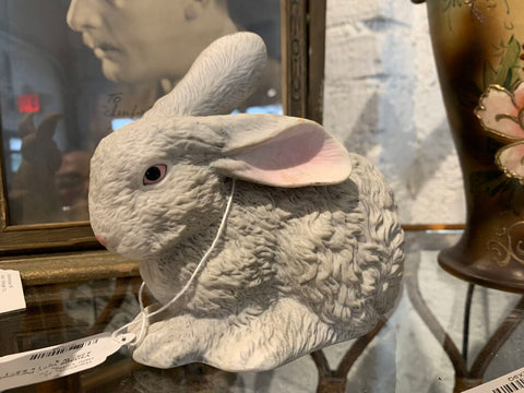 Vintage Gray Porcelain Bunny~ 3.25" w x 6" l x 5.5" t