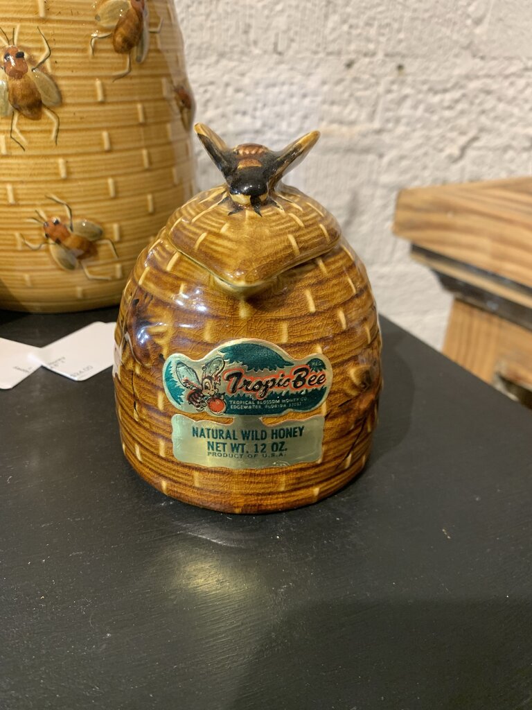 Vintage Japan Brown Bee Honey Pot Jar Brown~ 4.5" w x 4.5" t