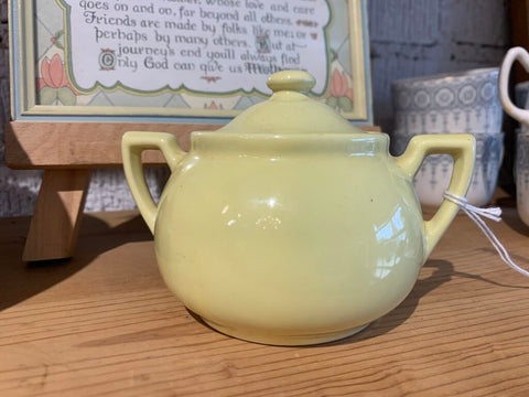 Vintage Yellow Sugar Bowl~ 5.5" w x 3.75" t