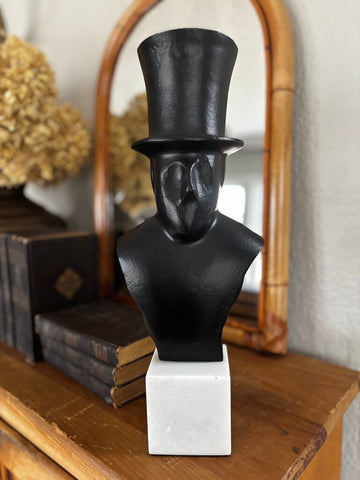 Sagebrook Home 15” Sculpture Man with Top Hat on Marble Base