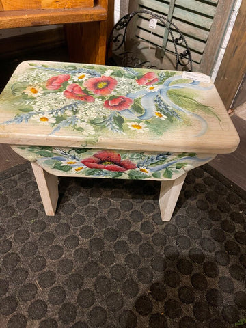 Vintage Handpainted stool as is