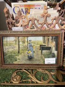 Antique lithograph Girl in Holland framed as is