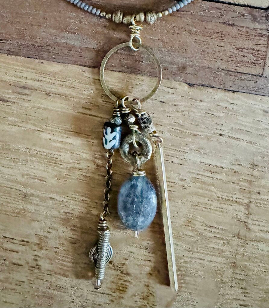Circle w/Dangles seed bead necklace designed by me