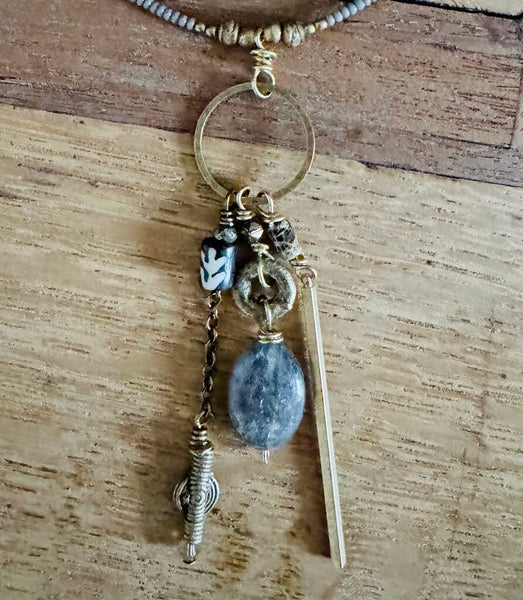 Circle w/Dangles seed bead necklace designed by me
