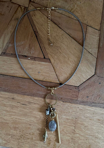 Circle w/Dangles seed bead necklace designed by me